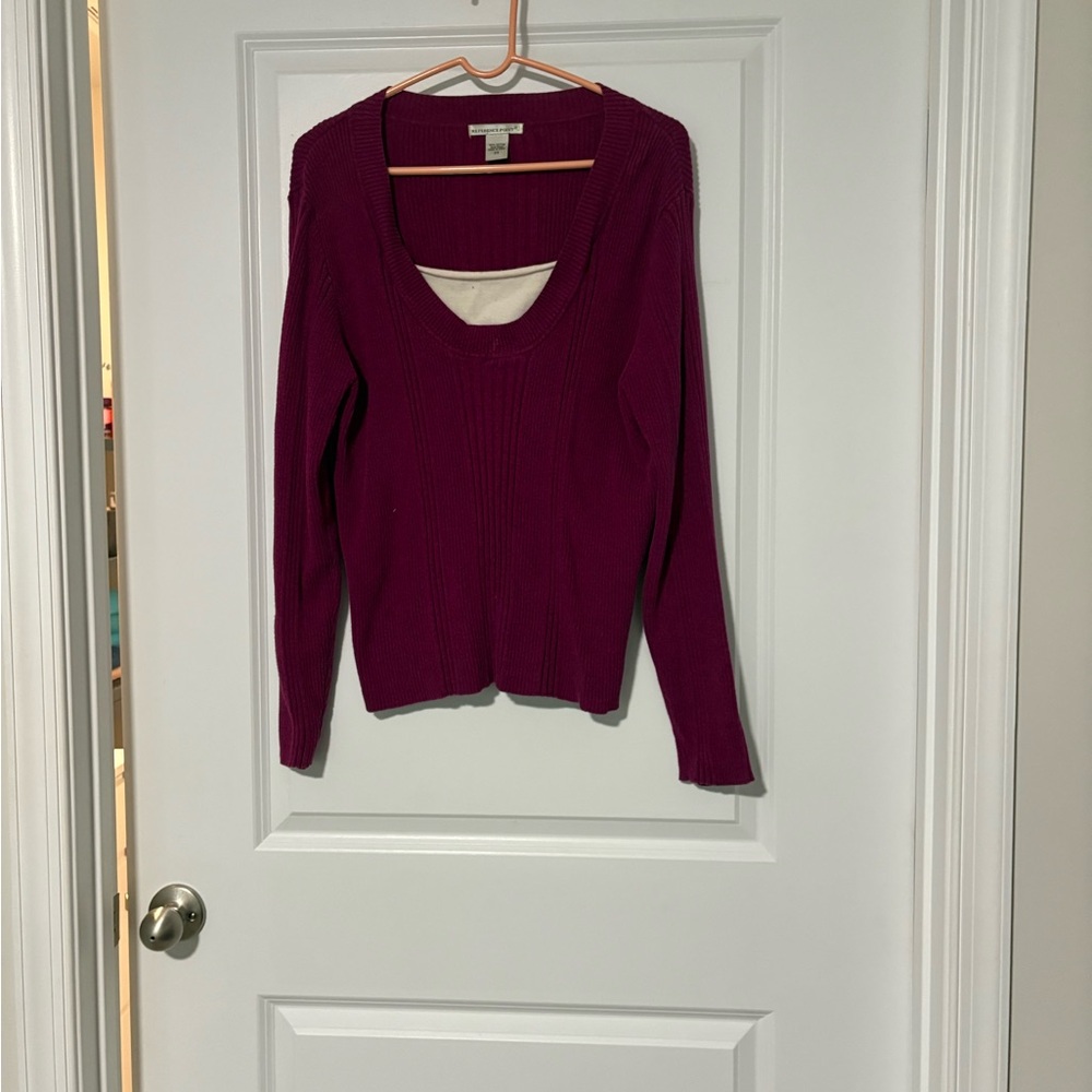 Magenta Knit Sweater By Reference Point-2x